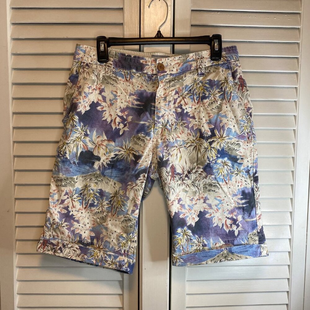 THE FRESH BRAND MENS COTTON FLORAL BERMUDA SHORTS